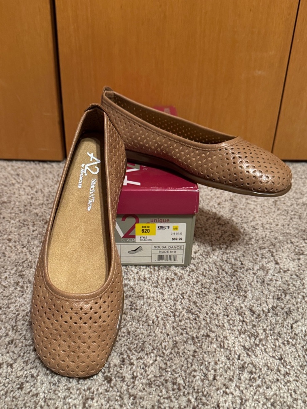 A2 By Aerosoles Solsa Dance Brown Perforated Slip-On Flats